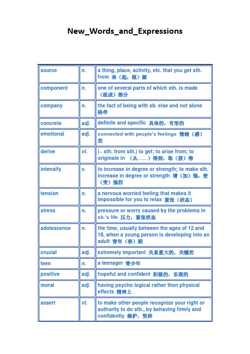 创新大学英语1综合教程(华东师范大学出版社)第三单元单词