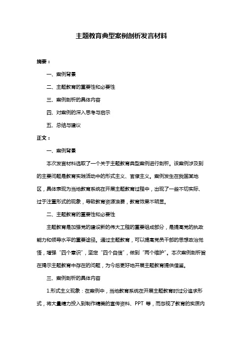 主题教育典型案例剖析发言材料