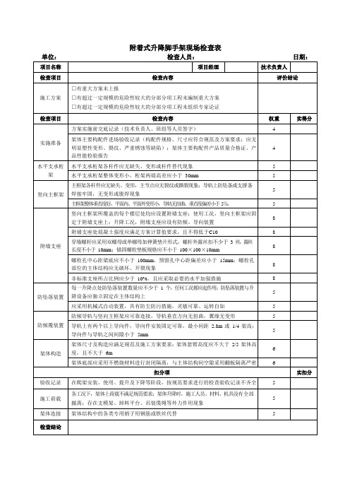 附着式升降脚手架现场检查表