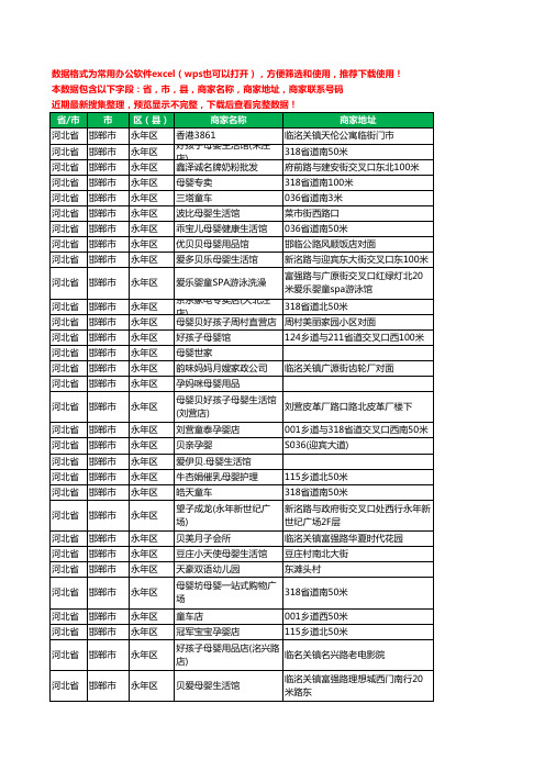 2020新版河北省邯郸市永年区月子服务工商企业公司商家名录名单黄页联系号码地址大全88家