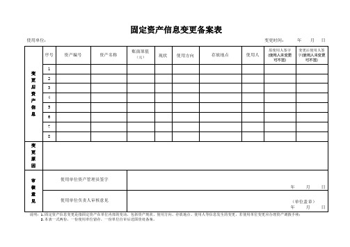 固定资产信息变更备案表