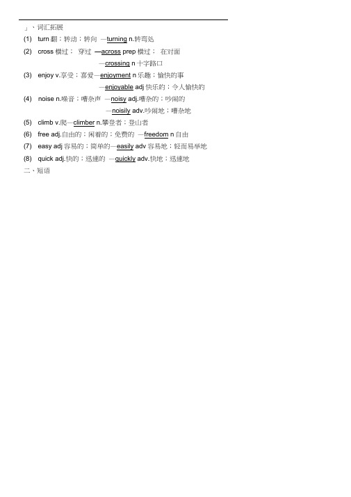 人教版七年级下册英语8单元知识点总结及练习题