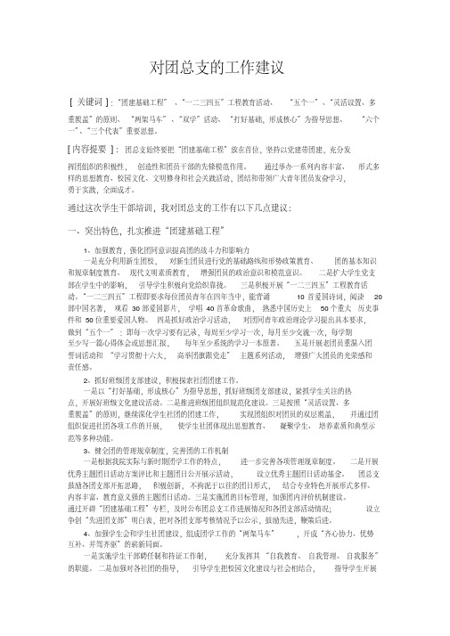 对团总支的工作建议