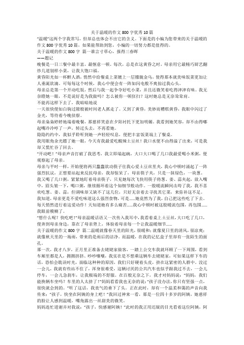 关于温暖的作文800字优秀10篇