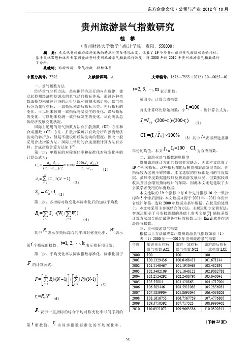 贵州旅游景气指数