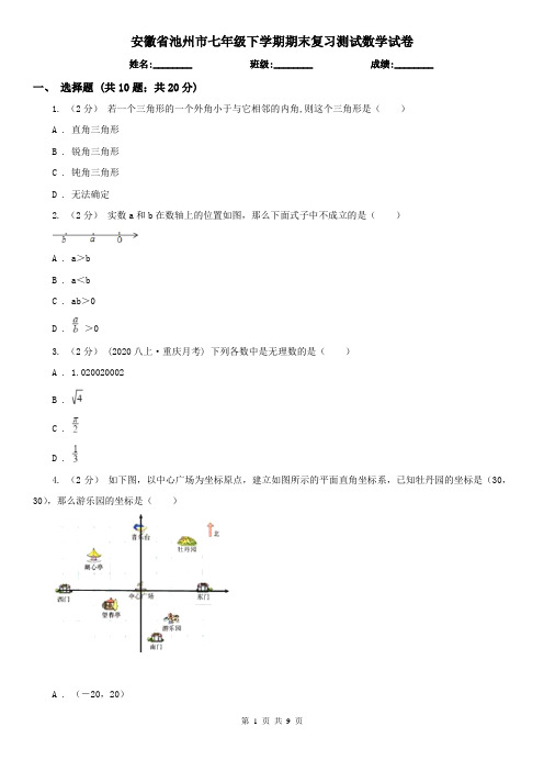 安徽省池州市七年级下学期期末复习测试数学试卷