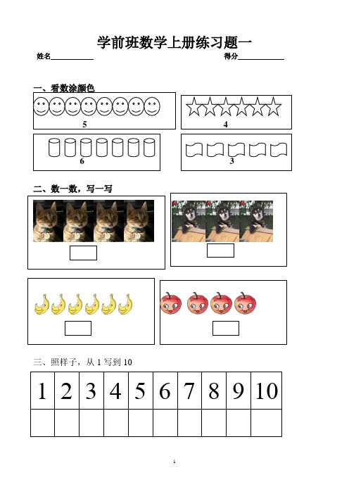 学前班数学练习题教学文稿