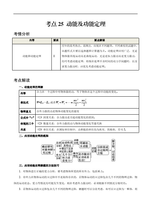 考点25 动能及动能定理——2021年高考物理专题复习附真题及解析