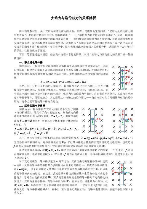 安培力与洛伦兹力的关系辨析