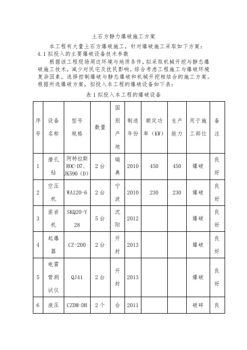 土石方静力爆破施工方案