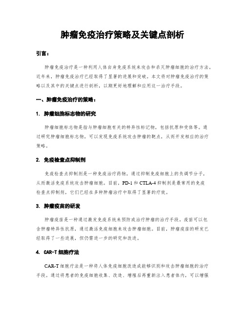 肿瘤免疫治疗策略及关键点剖析