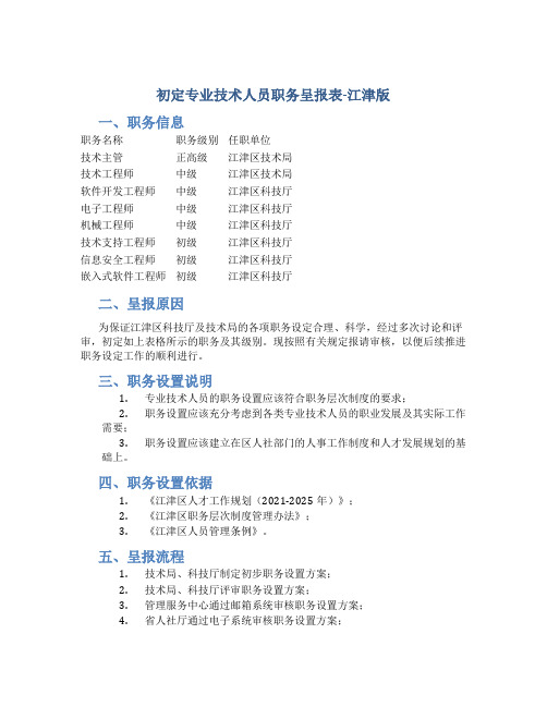 初定专业技术人员职务呈报表-(江津版)