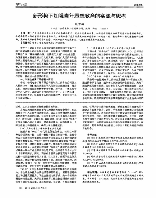 新形势下加强青年思想教育的实践与思考