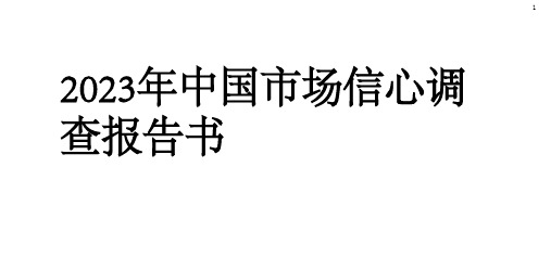 2023年中国市场信心调查报告书