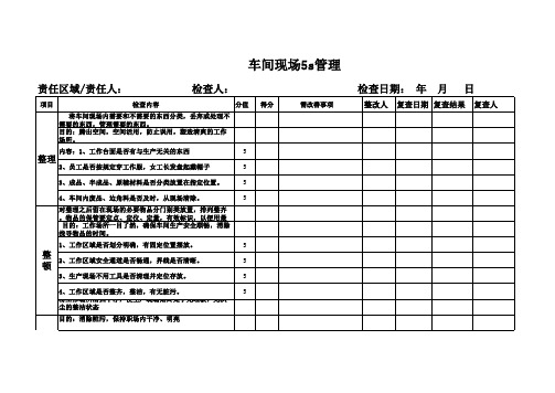 生产车间5s管理评分 工作表