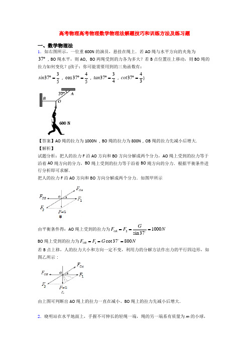 高考物理高考物理数学物理法解题技巧和训练方法及练习题