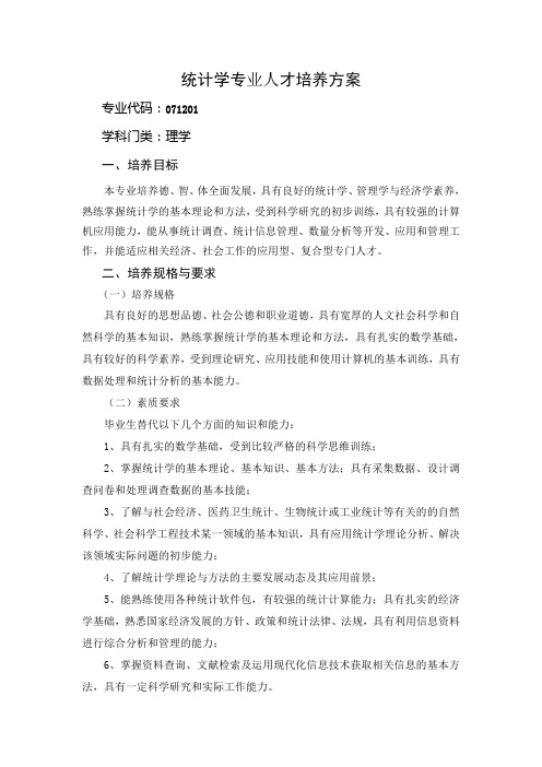 统计学专业人才培养方案 - 淮阴师范学院——数学科学学院