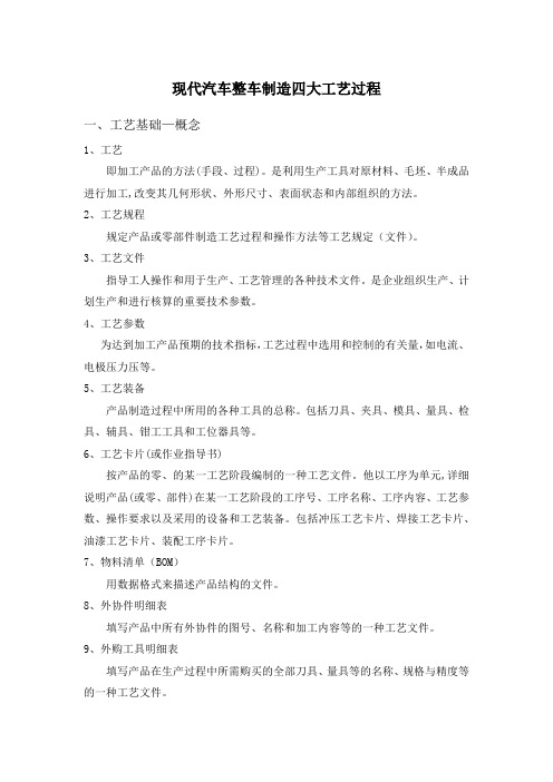 现代汽车整车制造四大工艺过程教学总结