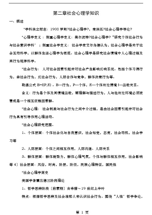 心理咨询师考试第二章社会心理学知识复习资料