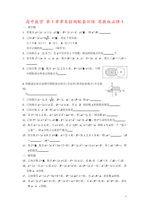 高中数学 第1章章末检测配套训练 苏教版必修1