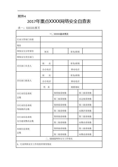 重点网络安全自查表(表模)