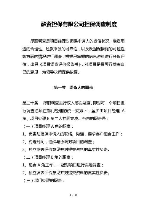 融资担保有限公司担保调查制度