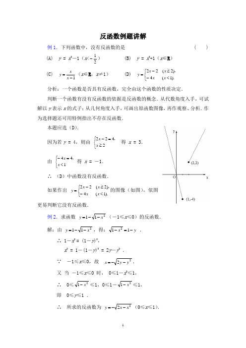 反函数例题讲解