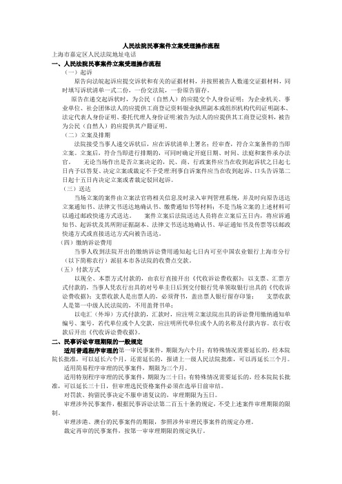 人民法院民事案件立案受理操作流程