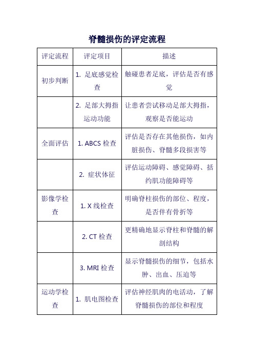 脊髓损伤的评定流程