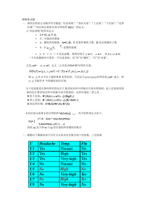 粗糙集试题 - 2003 文档