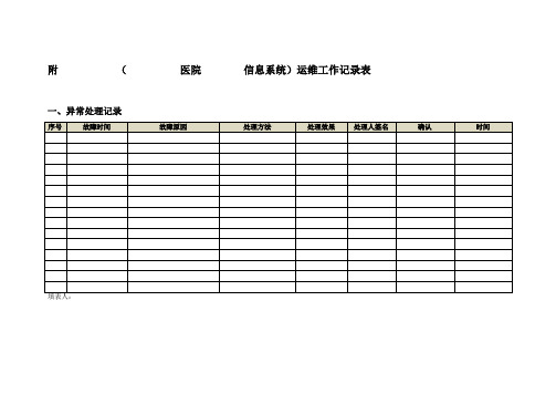 医院信息系统运维工作记录表2020