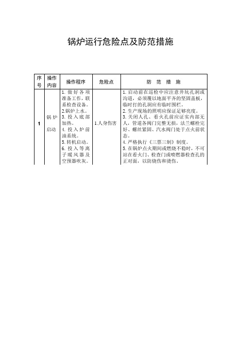 锅炉运行危险点及防范措施
