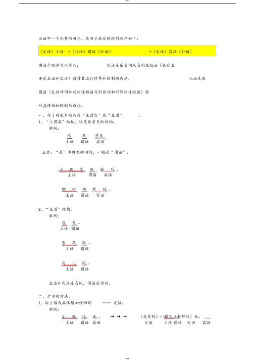 语文基础知识——主谓宾