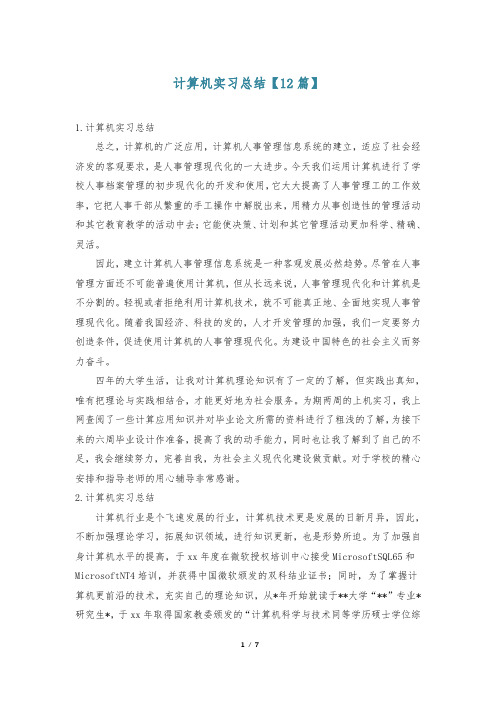 计算机实习总结【12篇】