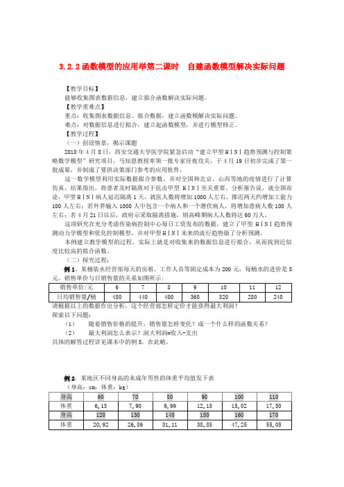 高中数学 3.2.2-2自建函数模型解决实际问题精品教案 新人教A版必修1