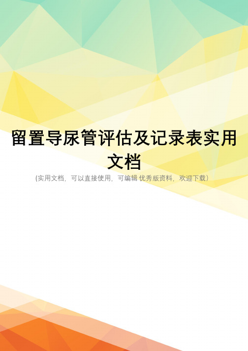 留置导尿管评估及记录表实用文档