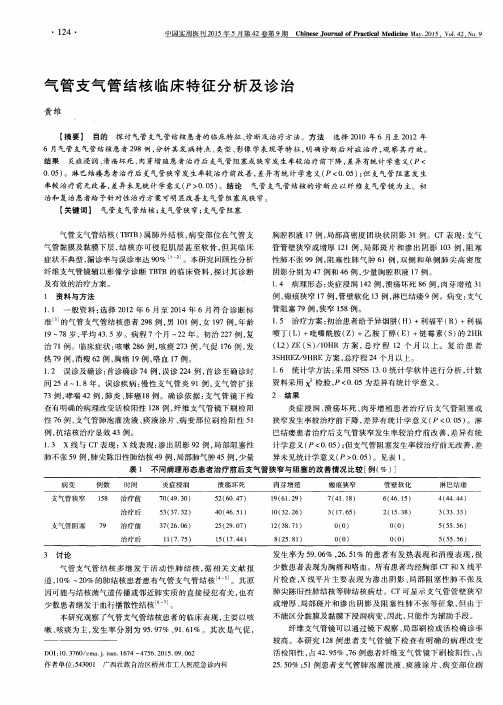 气管支气管结核临床特征分析及诊治