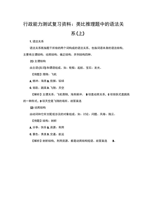 行政能力测试复习资料：类比推理题中的语法关系(上)