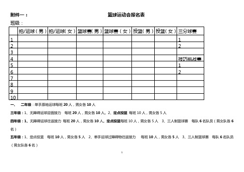 篮球运动会报名表