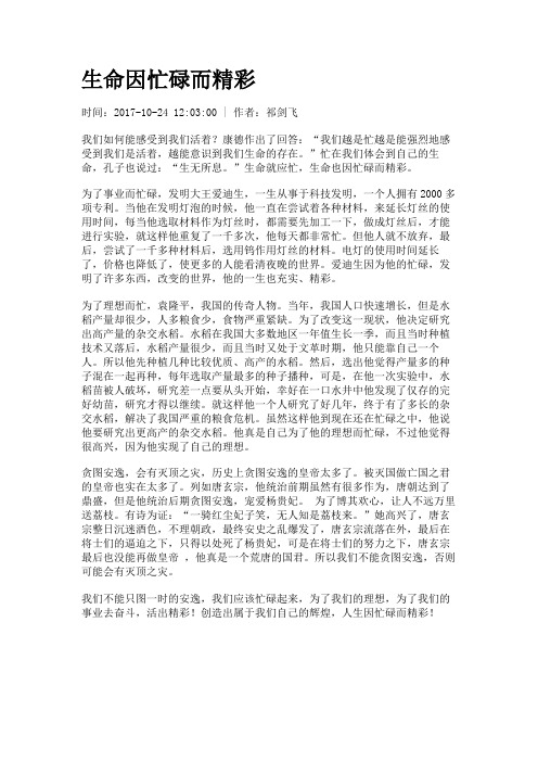 生命因忙碌而精彩