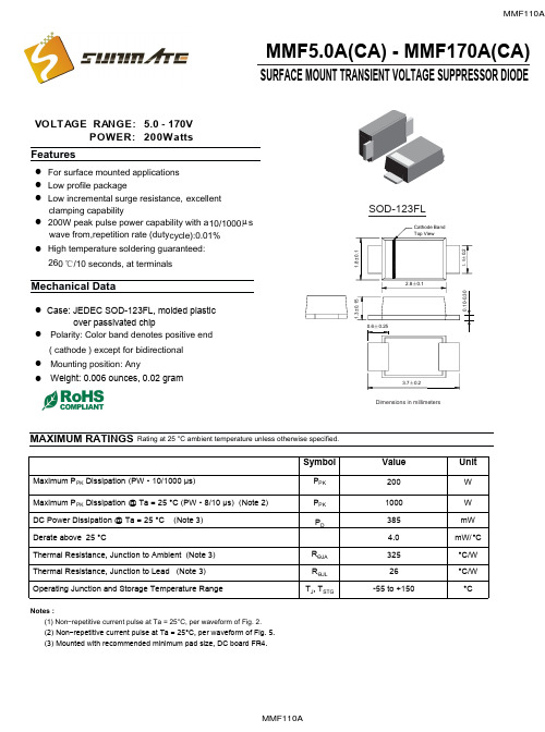 MMF110A,TVS瞬变抑制二极管中文资料