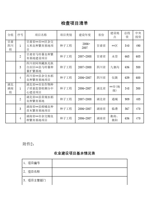 检查项目清单【模板】