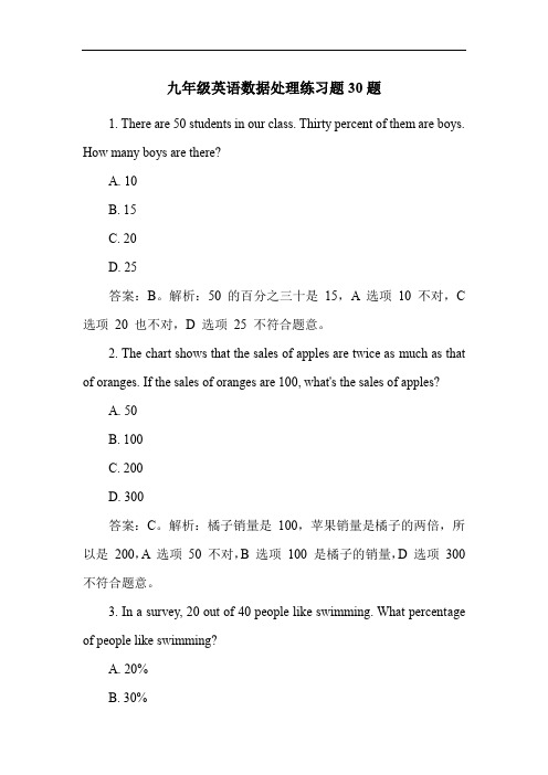 九年级英语数据处理练习题30题