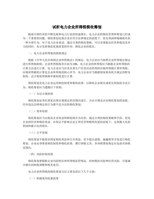 试析电力企业所得税税收筹划