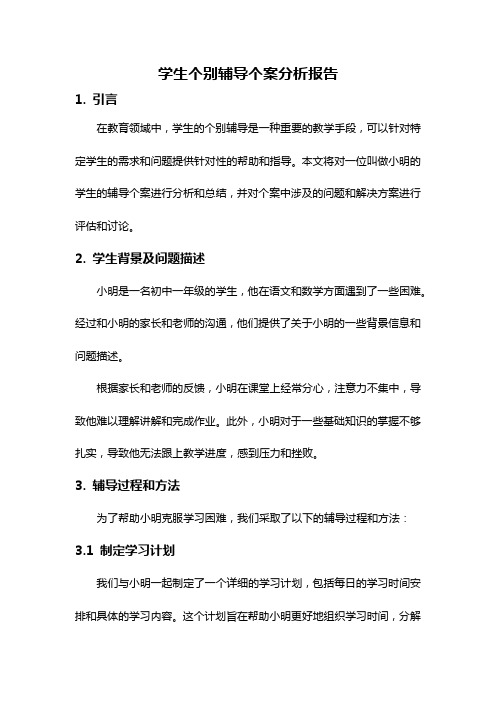 学生个别辅导个案分析报告