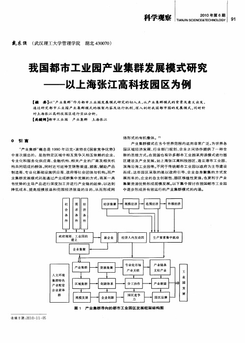 我国都市工业园产业集群发展模式研究——以上海张江高科技园区为例