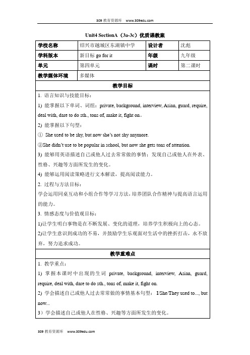 人教版英语九年级全册Unit4 SectionA(3a-3c)优质课教案