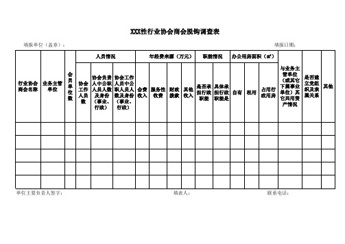 行业协会商会脱钩调查表