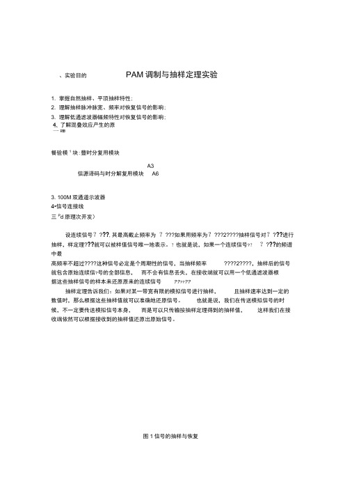 PAM调制与抽样定理实验.docx