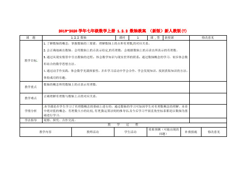 2019-2020学年七年级数学上册 1.2.2 数轴教案 (新版)新人教版(7).doc